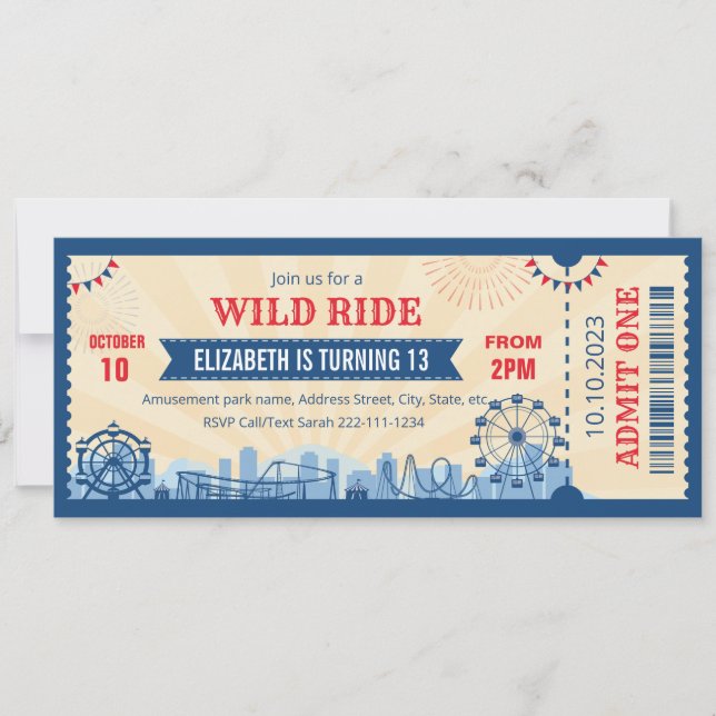 Billete de invitación para el cumpleaños del parqu (Anverso)