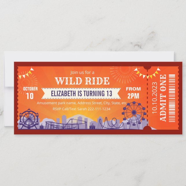 Billete de invitación para el cumpleaños del parqu (Anverso)
