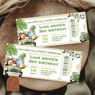Billete de partido de cumpleaños Safari