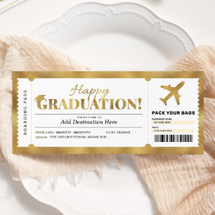 Billete de regalo de oro de la tarjeta de graduaci