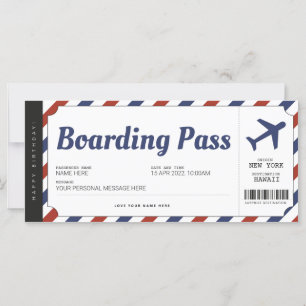 Billete de regalo para avión con tarjeta de embarq