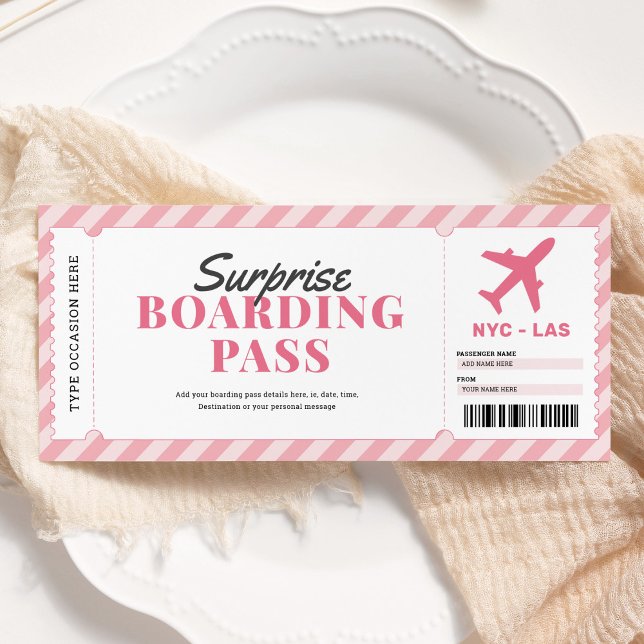 Billete de regalo para avión con tarjeta de embarq (Subido por el creador)