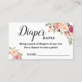 Billete de rifa de pañales rosados tarjeta de rifa