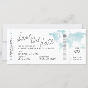 Billete de tarjeta de embarque Aqua Blue Map Guard