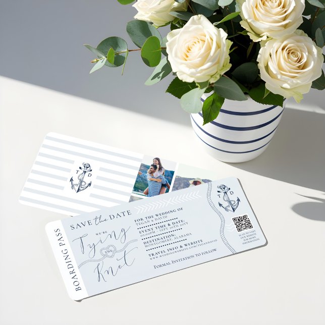 Billete de tarjeta de embarque de Boda de Destino  (Nautical Destination Wedding Boarding Pass Ticket Invitation)