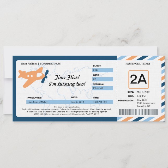 Billete de tarjeta de embarque de cumpleaños (Anverso)