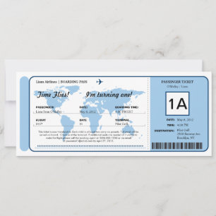 Billete de tarjeta de embarque de cumpleaños del W