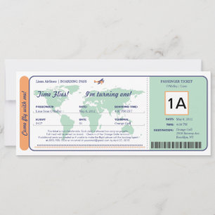Billete de tarjeta de embarque de cumpleaños del W
