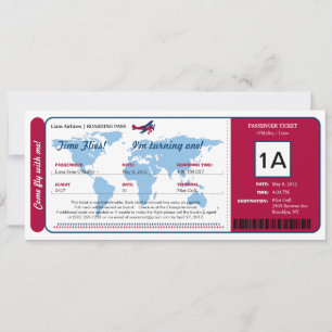 Billete de tarjeta de embarque de cumpleaños del W