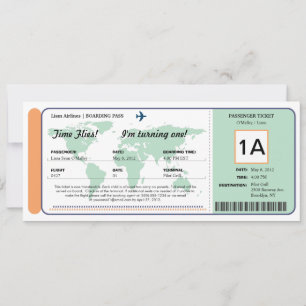Billete de tarjeta de embarque de cumpleaños del W
