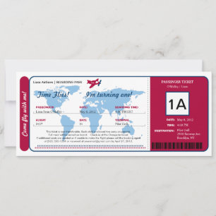 Billete de tarjeta de embarque de cumpleaños del W
