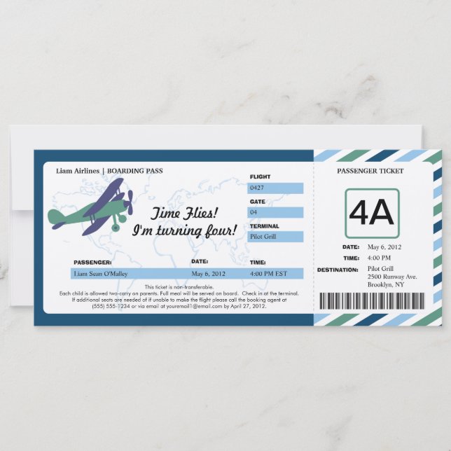 Billete de tarjeta de embarque de cumpleaños para  (Anverso)