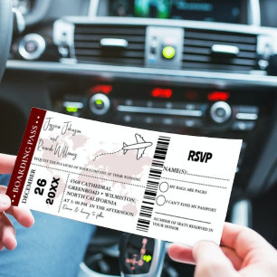 Billete de tarjeta de embarque de invitación a la