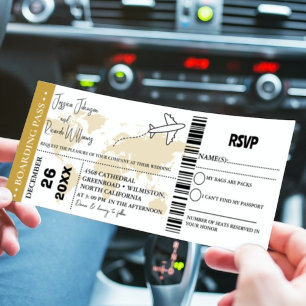 Billete de tarjeta de embarque de invitación a la