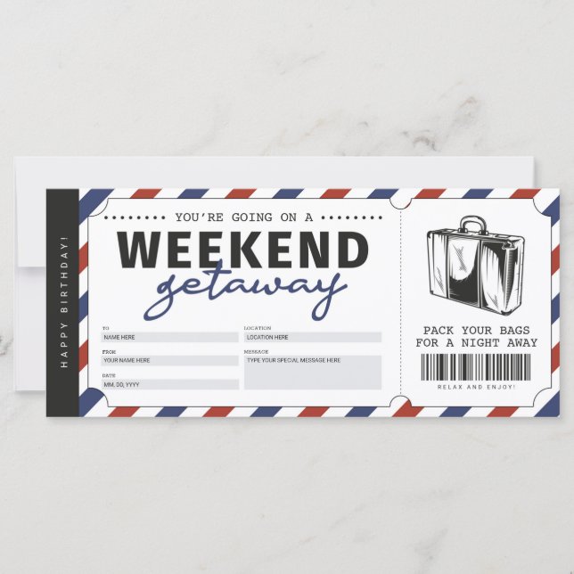 Billete de viaje de fin de semana Getaway Getaway (Anverso)