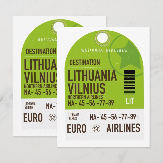 billete de viaje en avión de Lituania Vilnius (Anverso / Reverso)