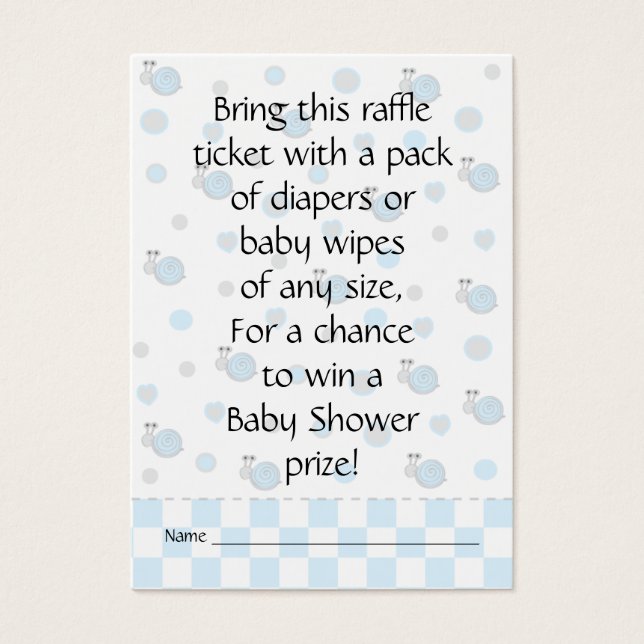 Billete/francotirador Baby Shower Raffle y caracol (Frente)
