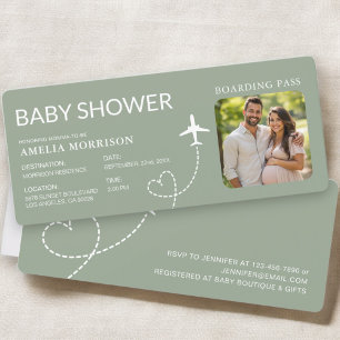 Billete para avión de Baby Shower Sage Green Board