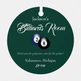 Billiards Pool Man Cave Ornamento de Navidad