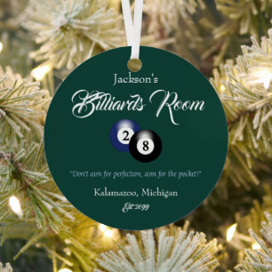 Billiards Pool Man Cave Ornamento de Navidad