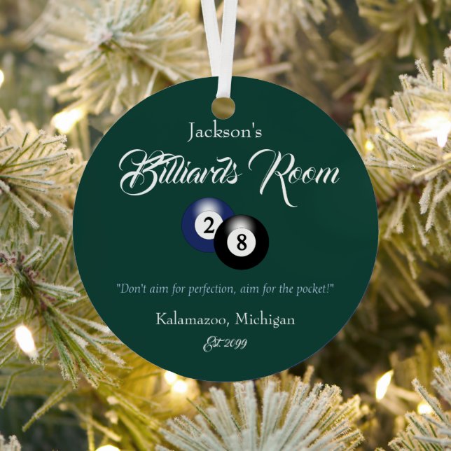 Billiards Pool Man Cave Ornamento de Navidad (in situ)