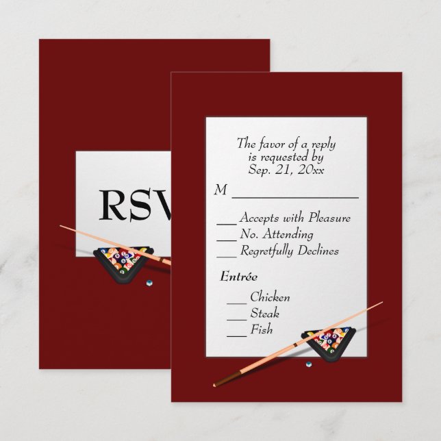 Billiards RSVP con selección de plato principal De (Anverso / Reverso)