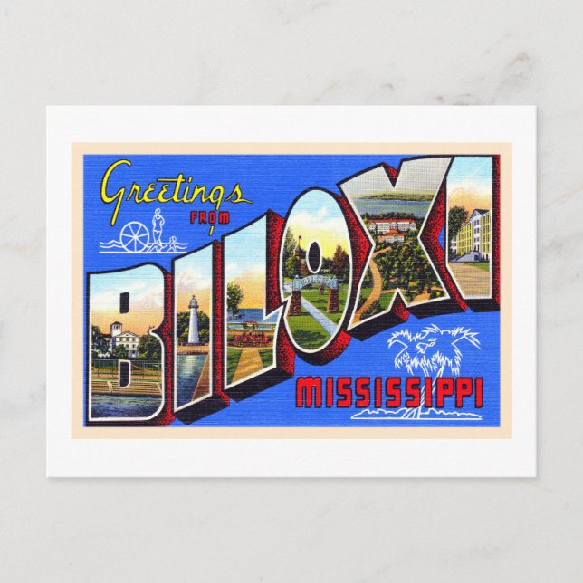 Biloxi Mississippi Vintage Carta grande postal (Anverso)