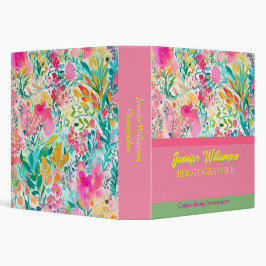 Binder floral - Binder de nombre personalizado par