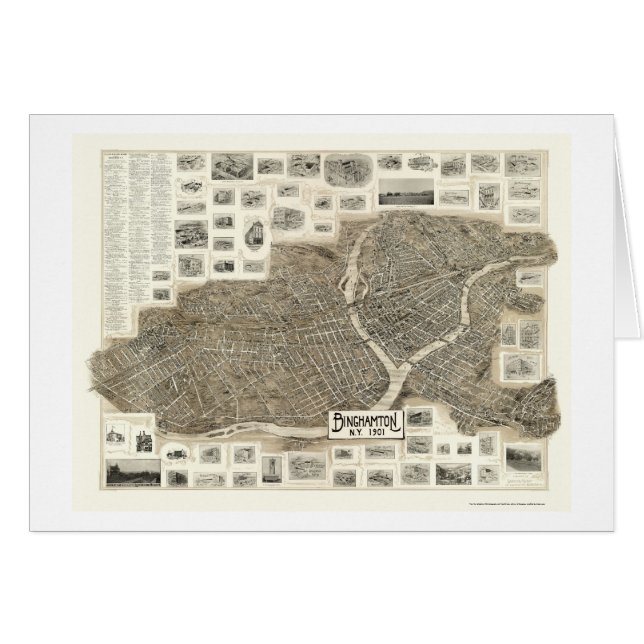 Binghamton, mapa panorámico de NY - 1901 (Anverso (Horizontal))