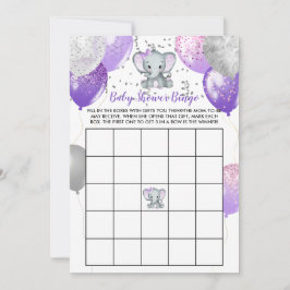 Bingo Baby Shower de color de agua de Elefante Púr