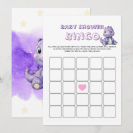 Bingo Baby Shower de Dinosaurio Púrpura