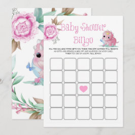 Bingo Baby Shower Peony de Dinosaurio Rosa