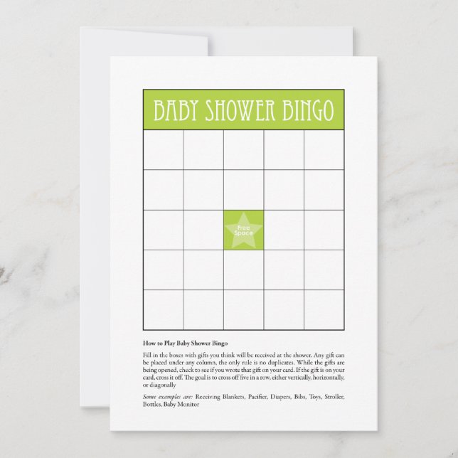 Bingo Baby Shower - Verde (Anverso)