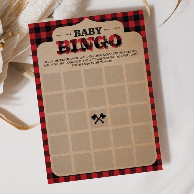 Bingo de Baby Shower Rustic Lumberjack Plaid (Subido por el creador)