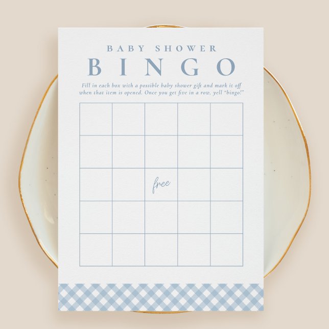 Bingo de baby shower tarjeta de fiesta de gingham  (Subido por el creador)