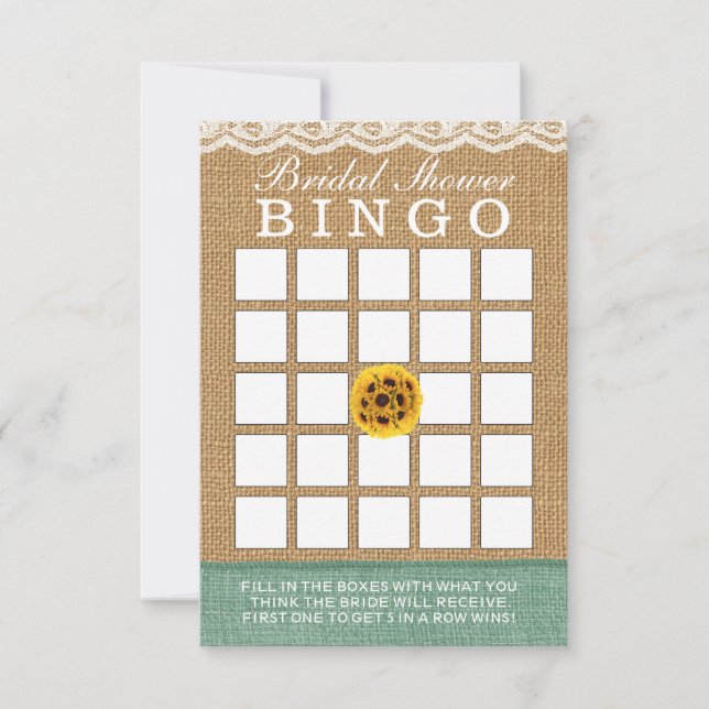 Bingo de Despedida de Soltera de Bola de Girasol c (Anverso)