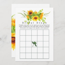 Bingo de ducha de novia con girasol