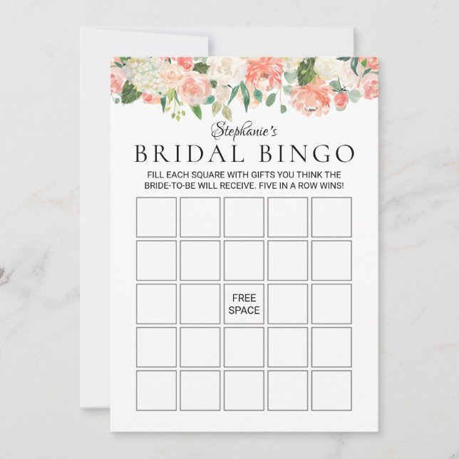 Bingo de ducha de novias de Medley floral personal (Anverso)