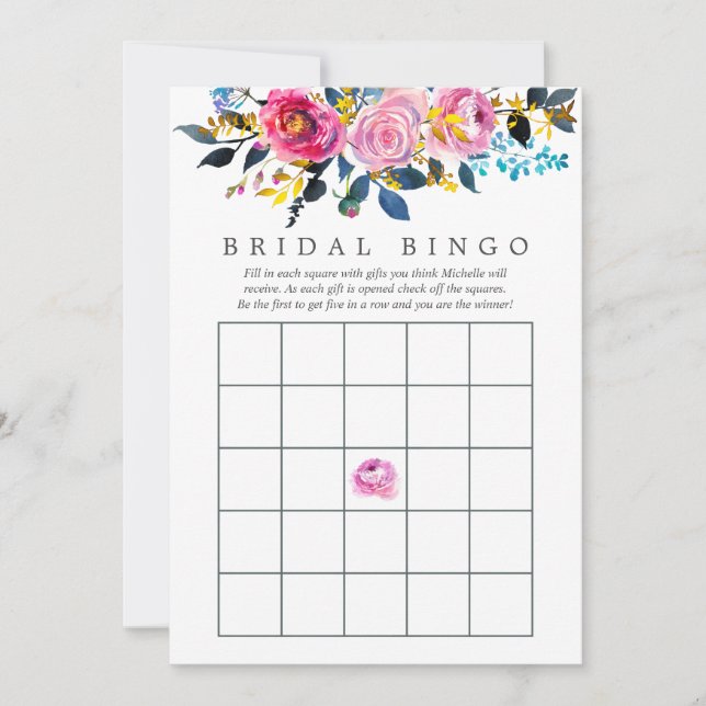 Bingo de novia floral de color de moda (Anverso)