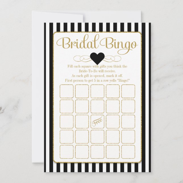 Bingo de novia Tarjetas de juego Black Gold Bridal (Anverso)