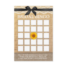 Bingo Nupcial de Girasol con Cinta Negra Elegante 