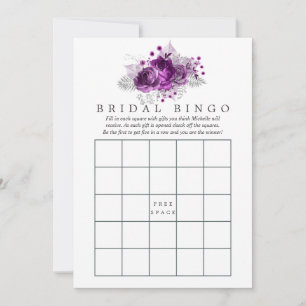 Bingo Nupcial Floral de Acuarela Ciruela y Azul Ma