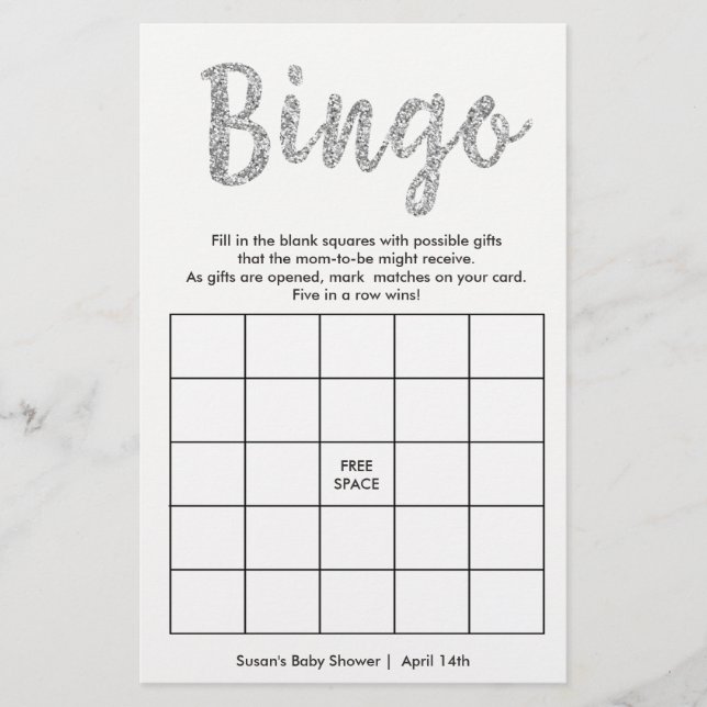 Bingo-Qué hay en tu bolso, tarjeta de plata de 2 c (Anverso)