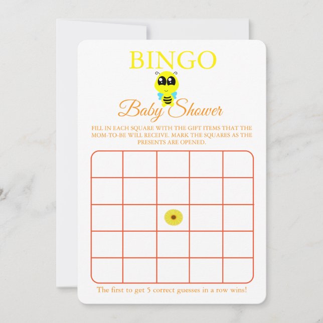 Bingo, Volante de tarjetas de juego Baby Shower, B (Anverso)