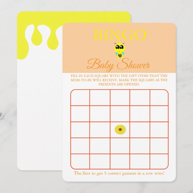 Bingo, Volante de tarjetas de juego Baby Shower, B (Anverso / Reverso)