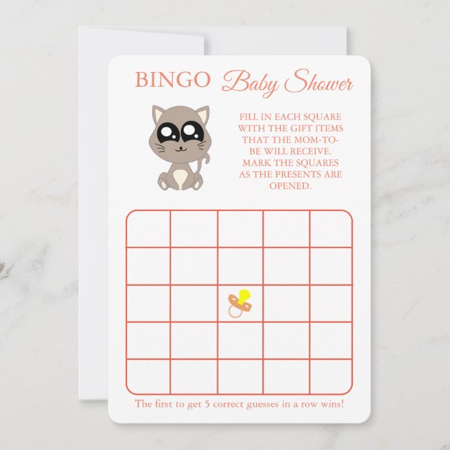Bingo, volante de tarjetas de juego de Baby Shower (Anverso)