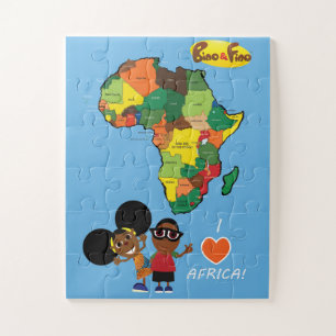 Bino y Fino I love Africa Jigsaw Puzzle Blue