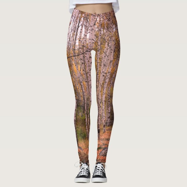 Birch Forrest Otoño Foto Personalizado Leggings (Anverso)
