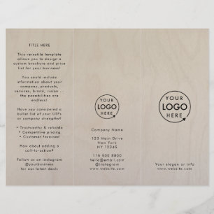 Birch Plywood Folleto triplio de logotipo de gra