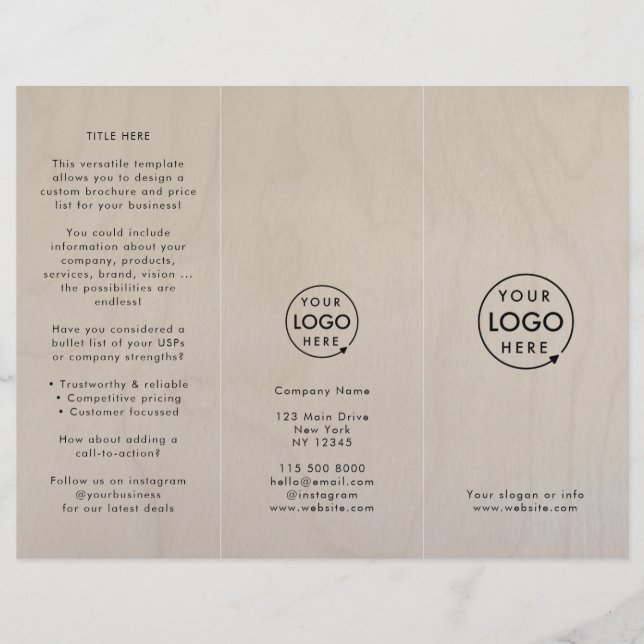 Birch Plywood | Folleto triplio de logotipo de gra (Anverso)